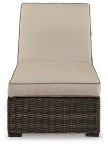 Signature Design by Ashley Coastline Bay Casual Outdoor Armless Chaise Lounge with Cushion Beige & Dark Brown