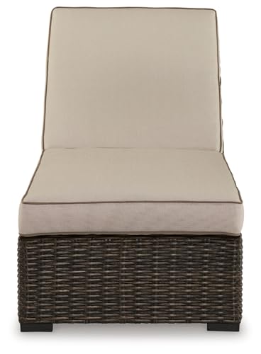 Signature Design by Ashley Coastline Bay Casual Outdoor Armless Chaise Lounge with Cushion Beige & Dark Brown