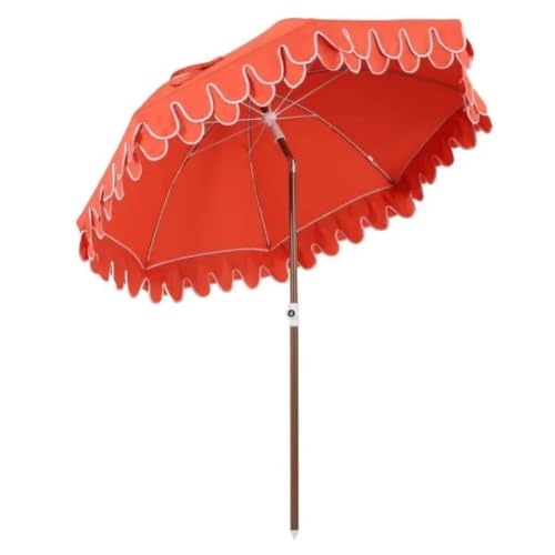 IRTGFHJE Patio Umbrella 6.6-Foot Beach Umbrella Fringe Sunshade