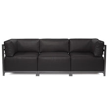 Howard Elliott Collection Axis Patio Ottoman with Cover, Upholstered Footstoll Coffee Table Ottoman Bench, Seating Futniture for Both Indoor & Outdoor Home and Office, Titanium Frame, Atlantis Black