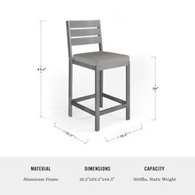 Martha Stewart Bedford Set Indoor/Outdoor Patio Bar Stools, Gray, 2-Pack