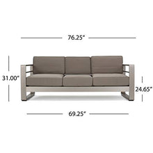 Christopher Knight Home Cape Coral Outdoor Loveseat Sofa with Tray, Khaki