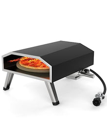 RIEDHOFF 16"Gas Outdoor Pizza Oven, Automatic Rotating Portable Pizza Maker, [1000°F] [8000W] Quickly Bake Stainless Steel Rotatable Pizza Grill with Foldable Legs for Outdoor Cooking Camping