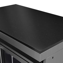 Outdoor Kitchen Island Beverage Refrigerator Cabinet Double Door Undercounter Cooler Granite Countertop Mobile Bar Station Removable Shelves Compressor Digital Control Locking Casters Patio (Silver)