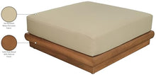 Meridian Furniture 111Tan-Ott Mirella Collection Modern | Contemporary Outdoor Patio Modular Ottoman with Solid Teak Wood Frame, Water Resistant Fabric, 37" W x 38" D x 14" H, Tan