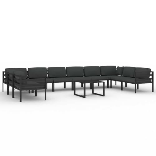 RJPLMFV 11 Piece Patio Lounge Set with Cushions Aluminum Anthracite