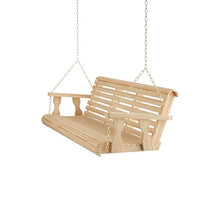 Amish Casual Heavy Duty 700 Lb Capacity Porch Swing (6 Foot, Unfinished) – Wooden Outdoor Roll Back Swing with Hanging Chains – Amish Made in the USA