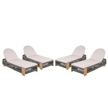WEALTHKING Outdoor Acacia Wood Patio Adjustable Lounge Chair - Uncushioned Reclining Furniture for Backyard Pool Garden (Grey + Teak,4)