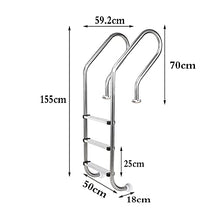 Swimming Pool Escalator 304 Stainless Steel Swimming Pool Special Ladder Frame 3-Level Non-Slip Water Ladder no Embedded/Silver / 50cm (Silver 50cm)