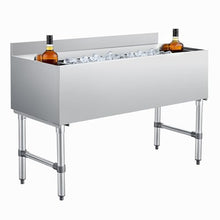 VEVOR Commercial Ice Bin, 137.4 Qt Max Capacity, 48 x 19 x 33 Inch Stainless Steel Ice Chest with Sliding Lid and Bottle Holders, Cooler Cart Cocktail Unit for Bar Restaurant Pub, NSF Certified