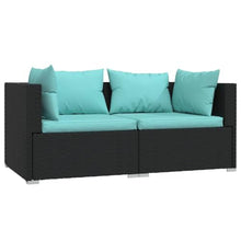 RJPLMFV Patio Loveseat with Cushions Black Poly Rattan