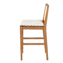 Merax Set of 4 Acacia Wood Outdoor Wicker Bar Stools with Cushion