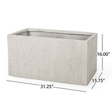 Vanessa Outdoor Modern Medium Cast Stone Rectangular Planters (Set of 2), White