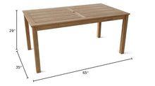 Anderson Teak TB-065DT 65" Rectangular Teak Dining Table, Natural