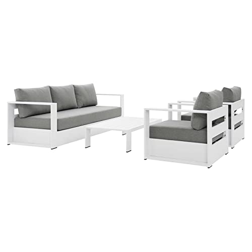 Modway Tahoe Outdoor Patio 4-Piece Set White Gray