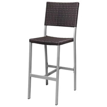 Home Square Wicker Patio Bar Side Armless Stool Set of 3 Espresso