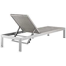 Modway Shore Aluminum and Rattan Outdoor Patio Lounge Chaise Set Silver Gray