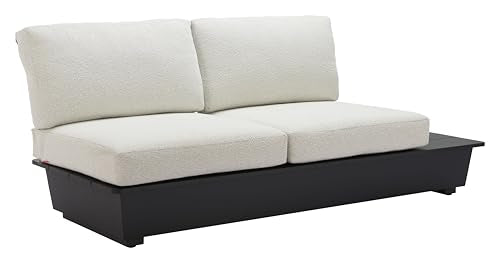 Zuo Tien RHF Loveseat Beige, Beige Sofa, Modern Style, Patio Furniture, Outdoor Fabric, Seats up to 2, Aluminum, Outdoor Living, 78.7" W x 32.5" D x 33.5" H, Non-Stackable