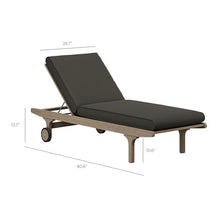 Modway Saratoga Teak Outdoor Chaise Lounge Chair in Weathered Gray Flint – Adjustable Wood Pool Lounge Chair with Wheels and Cushions
