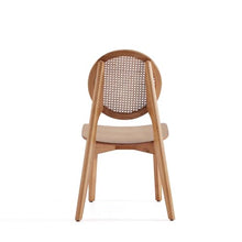 Manhattan Comfort Versailles Rattan Dining Chair, Wicker Round Backrest with Solid Ash Wood Frame, Mid Century Modern Fully Assembled Chairs, Set of 4, Natural