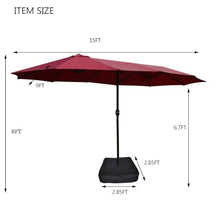 OROTLECT 15x9ft Large Double-sided Rectangular Outdoor Twin Patio Market Sunbrella Umbrella