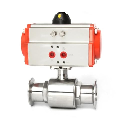 TQKEBWGW 76mm 304 Stainless Steel Ball Valve Clamp Ferrule Type Quick Install Ball Valves with Double Acting Cylinder