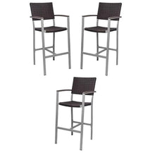 Home Square Wicker Patio Bar Arm Stool Set of 3 Multi-colored