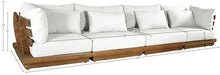 Meridian Furniture 111White-S4A Mirella Collection Modern | Contemporary Outdoor Patio 4pc. Modular Sofa with Solid Teak Frame, Water Resistant Fabric, 150" W x 38" D x 27" H, White
