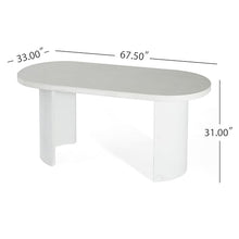 Christopher Knight Home Alan Modern Minimalist Concrete Outdoor Dining Table with White Terrazzo Tabletop, Oval Top Dining Table for 6, Pedestal Kitchen Table, Ideal for Family Gatherings, White