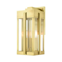 Livex Lexington 3 Light Outdoor Wall Lantern Natural Brass