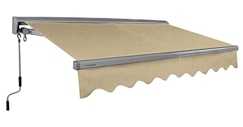 ADVANING Classic Series 8'X7' Manual Retractable Awning, 100% Acrylic UV+ Sun Shade Canopy, Light Taupe (Solid), MA0807-A013H