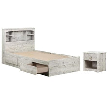 Home Square 2-Piece Bed and Nightstand Set Seaside Pine White