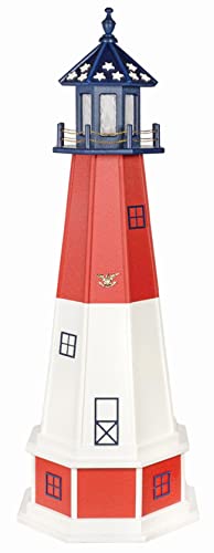 Furniture Barn USA 5' Barnegat Patriotic Poly Lighthouse with Base Solar Light