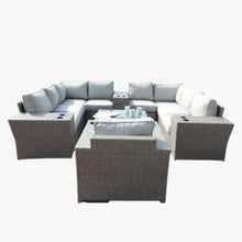 Hassyee Fully Assembled Wicker Conversation Set with Grey Cushions and Metal Frame for Poolside, Lawn, Outdoor Furniture Set with Side Table and Cup Holders for Backyard, Balcony