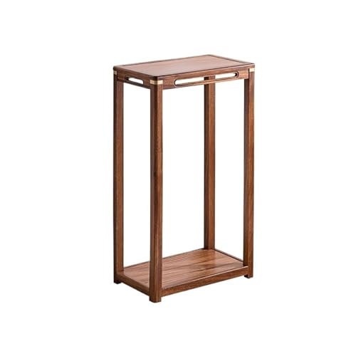LUYOUBOZHU Vase Stand Walnut Bonsai Rack with Metal Finish, Living Room Floor Standing Wood Plant Shelves(Medium)