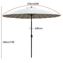 ARGENTFLUX 270cm/9ft Auto Tilt Garden Parasol, Outdoor Patio Umbrella with Crank Round Market Table Umbrella Sun Shade Parasol with 18 Ribs