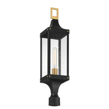 Savoy House 5-278-144 Glendale Vintage Traditional Clear Seeded Glass Outdoor Post Lantern, 1-Light 60 Watt, 28" H x 7" W, Matte Black and Weathered Brushed Brass