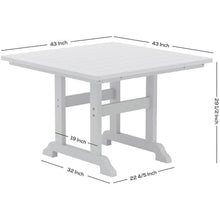 Costaelm Square Outdoor Dining Tables, 43'' Patio Table with Umbrella Hole for 4 Person, Balcony Outdoor Buffet Porch for Outside Lawn Porch Bistro Furniture, Turquoise