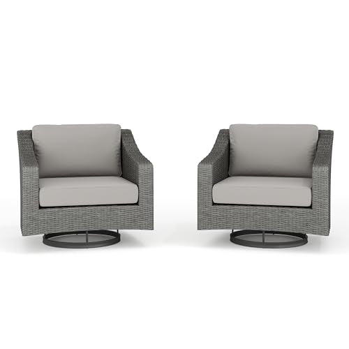 Martha Stewart Bedford Indoor/Outdoor Patio Swivel Chairs, Gray, 2-Pack
