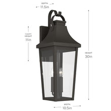 Kichler 30 Inch Cleary 3 Light Outdoor Modern Traditional Wall Light, with Clear Glass in Olde Bronze, Waterproof Aluminum, (30" H x 10.5" W), 59196OZ