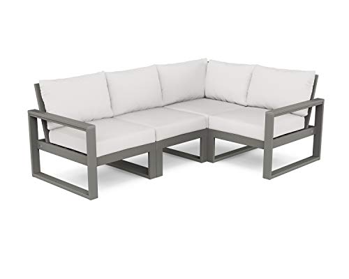 POLYWOOD® Edge 4-Piece Modular Deep Seating Set in Slate Grey/Natural Linen