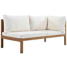 Quarte 4 Piece Outdoor Patio Conversation Furniture Set, Wood Sectional Sofa Set with Water Resistant Cushions/Coffee Table, Garden Backyard Poolside L Shape Corner Sofa Set…