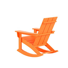 WestinTrends Ashore Patio Rocking Chairs Set of 4, All Weather Poly Lumber Plank Adirondack Rocker Chair, Modern Farmhouse Outdoor Rocking Chairs for Porch Garden Backyard and Indoor, Orange