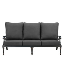 Oakland Living Black Aluminum Patio Deep Seating Outdoor Sofa Couch with Black Cushions