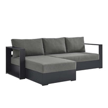 Modway Tahoe Modular Aluminum 2-Piece Outdoor Patio Furniture Gray Charcoal, Left-Facing Sectional Sofa Set with Weather-Resistant Cushions, Ideal for Deck, Backyard, Poolside