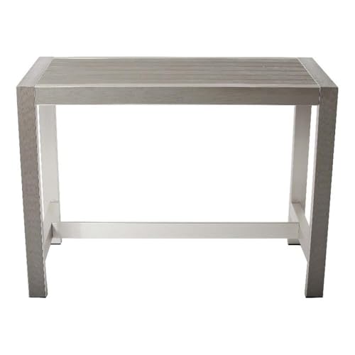 Pemberly Row Modern Aluminum Outdoor Bar Table, 59x28 in Top, Gray Finish, Durable Fade-Resistant Design, Large 43 in Height for Patio, Events, Parties