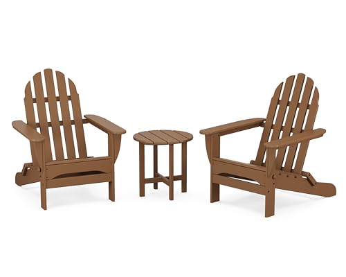 Polywood PWS214-1-TE Classic Adirondack Chair Seating Set in Teak