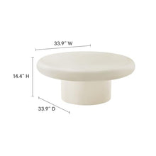 Modway Argos Round Concrete Coffee Table in White - Cement Low Coffee Table for Sitting on The Floor - Weather Resistant Stone Patio Coffee Table - Indoor Outdoor 34 Inch Center Table