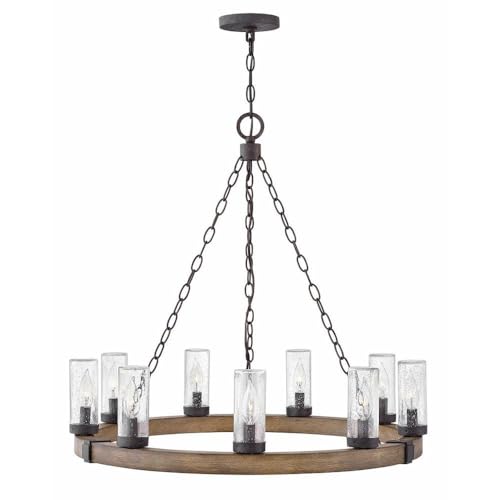 9 Light Large Outdoor Low Voltage Hanging Lantern in Rustic Style 30 inches Wide By 27.75 inches High-Sequoia Finish-Incandescent Lamping Type-E12 Candelabra Lamp Base Type Rustic Outdoor Hanging