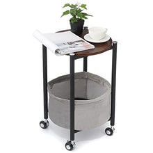 NRFJFOP Removable Side Table Small Round Wheels Bedside with Removable Basket Bag